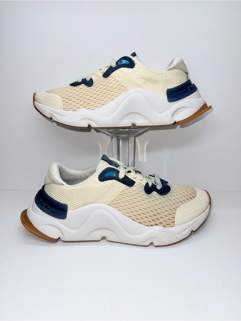 SOREL  Neutral Cream & Navy Mesh Athletic Sneakers